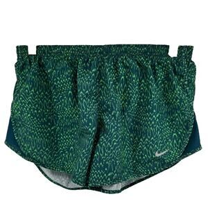 Nike Dri Fit Tempo Print Running Shorts Abstract Back Pocket Mesh Green Medium